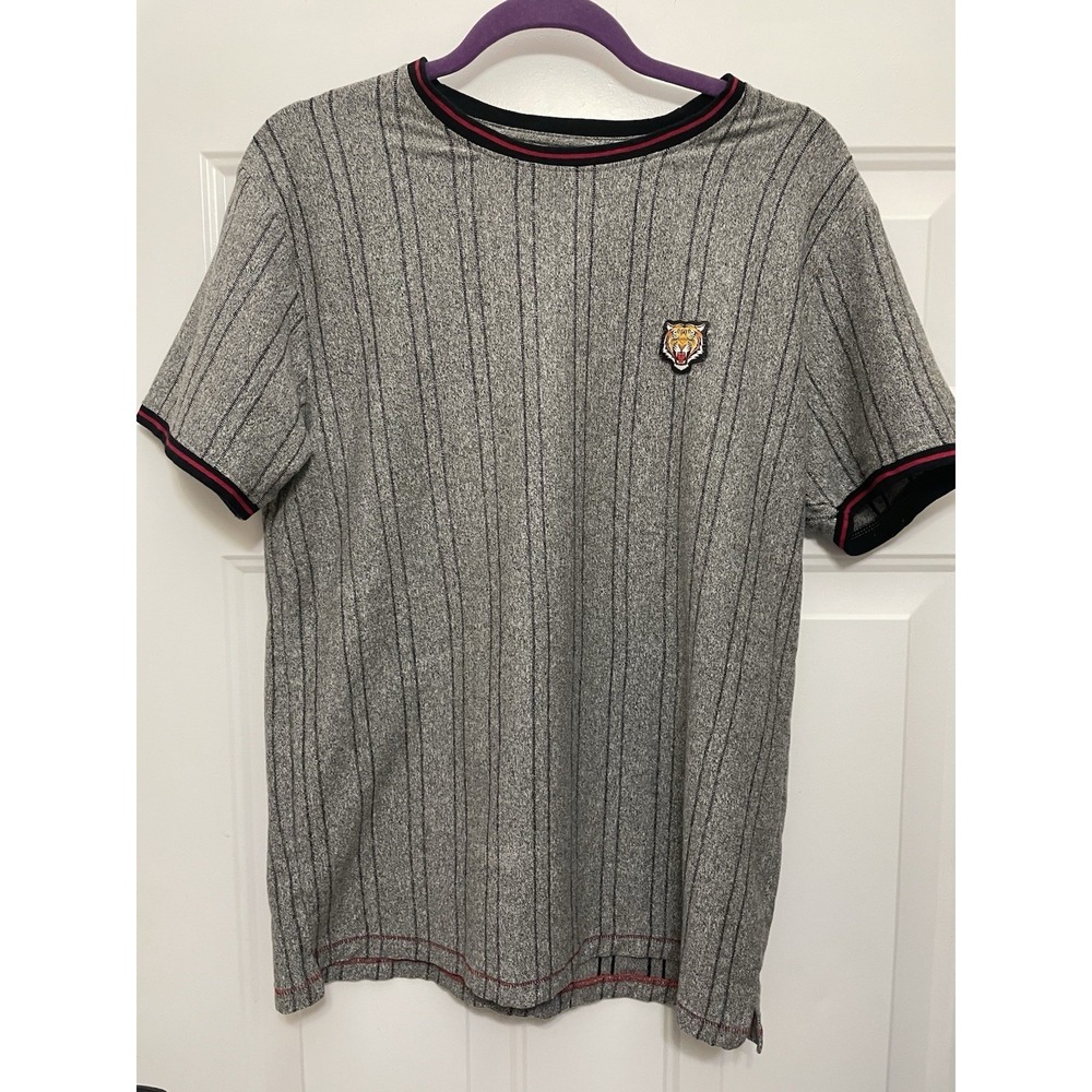 Denim & Flower Ricky Singh Cotton Gray  Knit Short‎ Sleeve Crew Neck Shirt Tiger